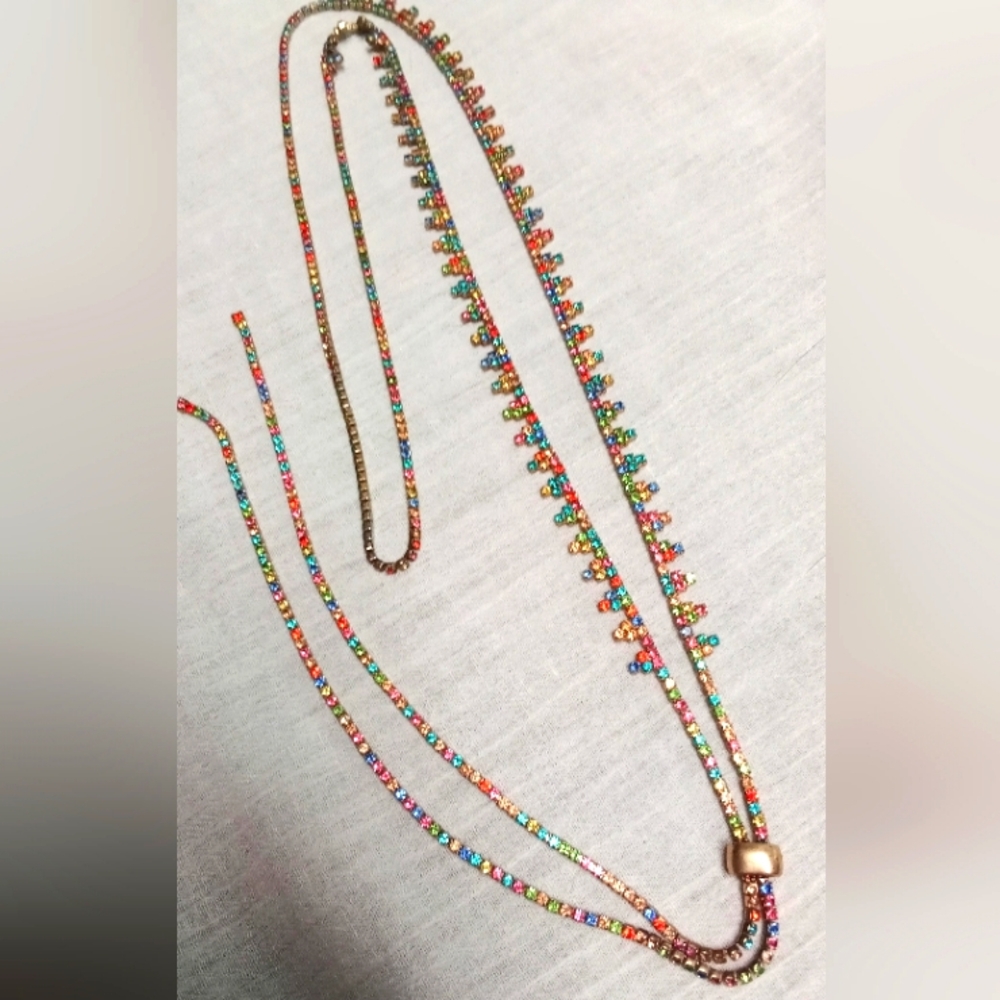 Stunning multicolored jeweled 46" necklace